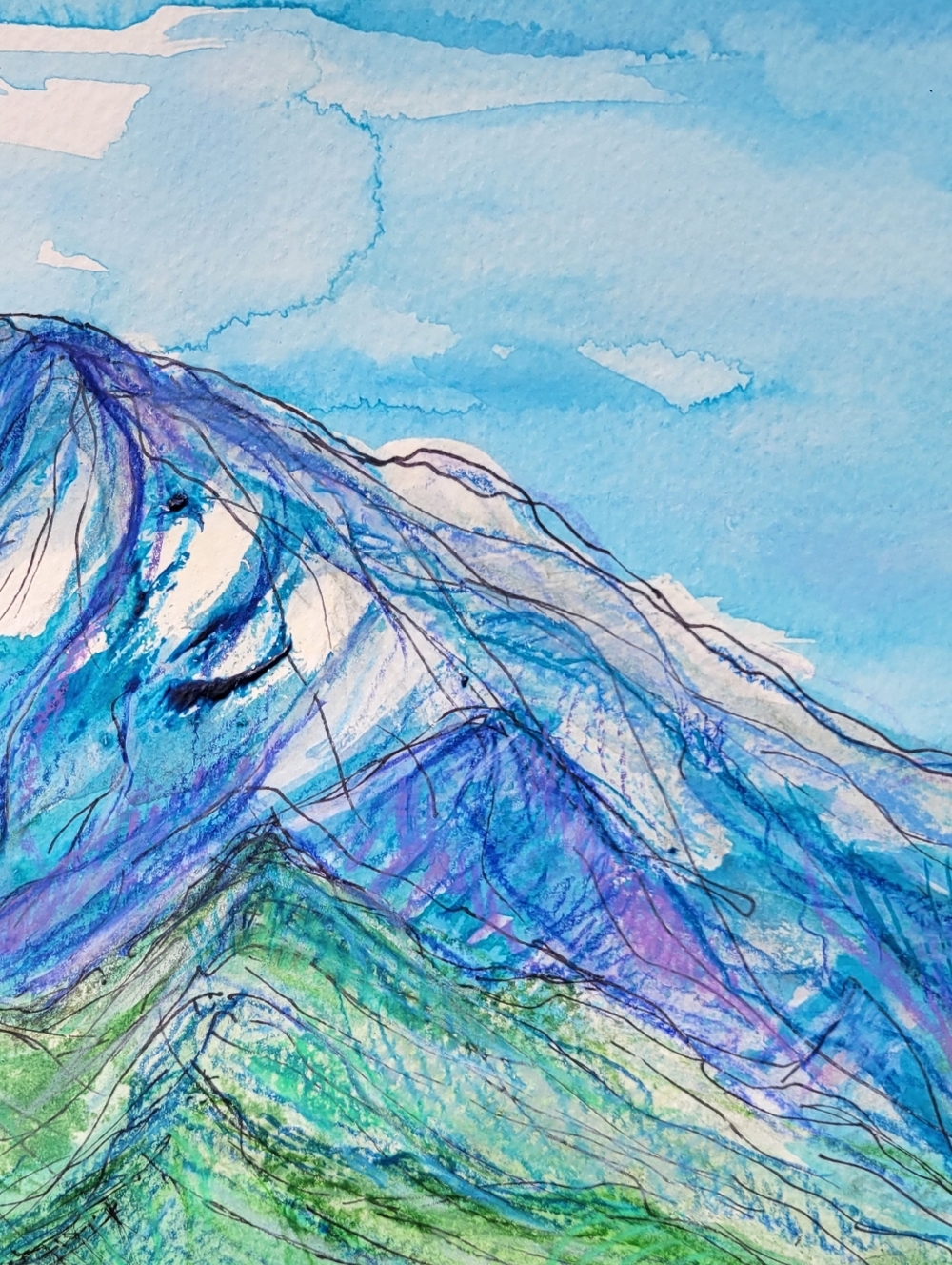 "Mountaun Time" Original Mountain Watercolor Painting Created By Brea Marie - Picture 3 of 4